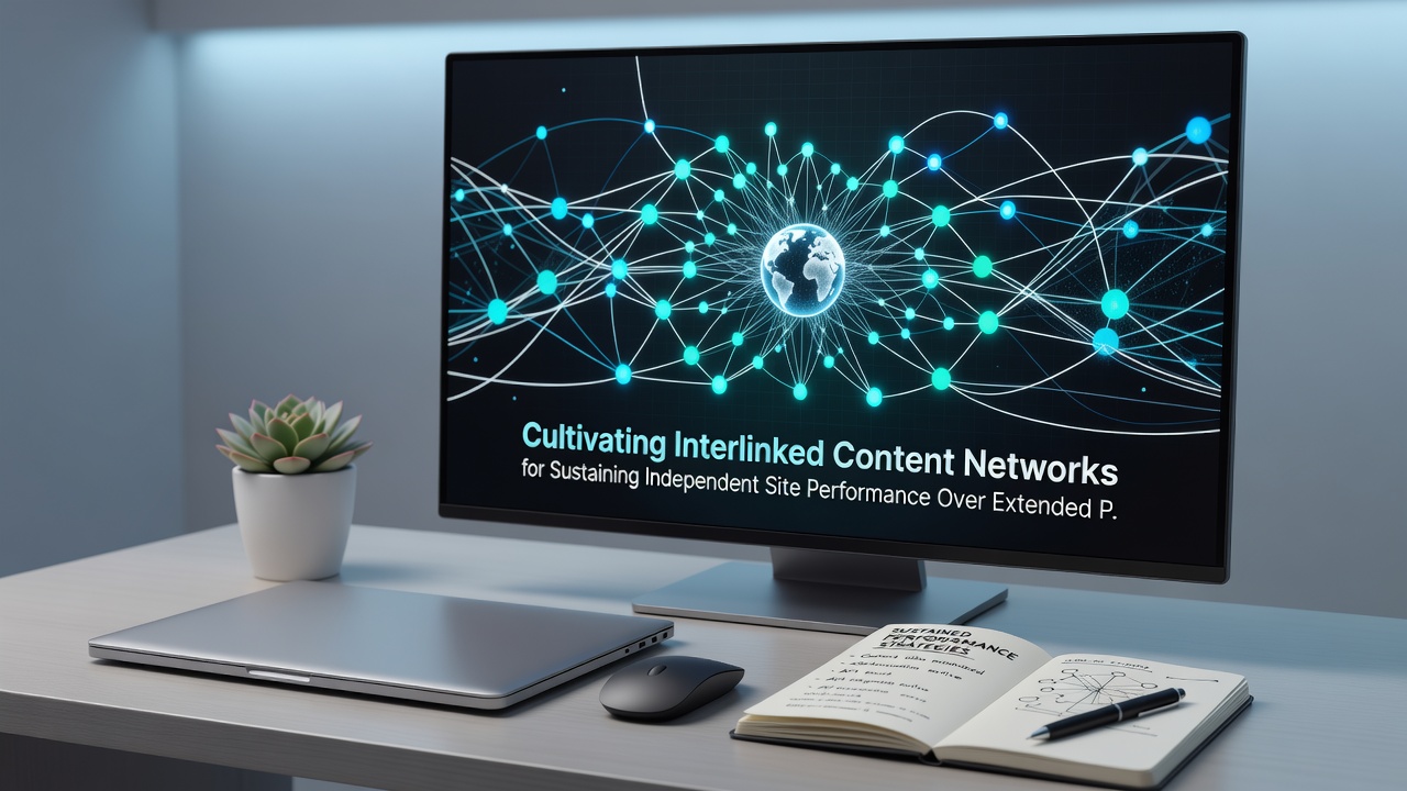 Diagram showing content clusters connected by internal links across website sections over time